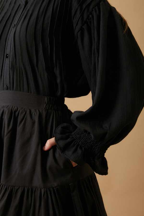 Gathered Panel Detail Skirt Black - 8