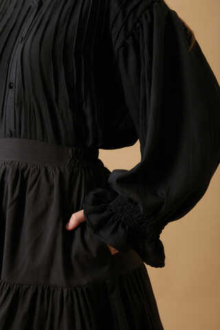 Gathered Panel Detail Skirt Black - 8