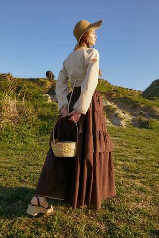 Gathered Panel Detail Skirt Brown - 16