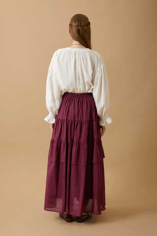 Gathered Panel Detail Skirt Burgundy - 6