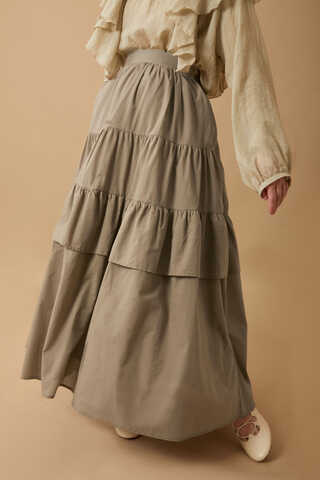 Gathered Panel Detail Skirt Stone - 3