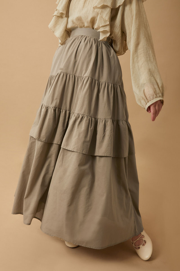 Gathered Panel Detail Skirt Stone - 3