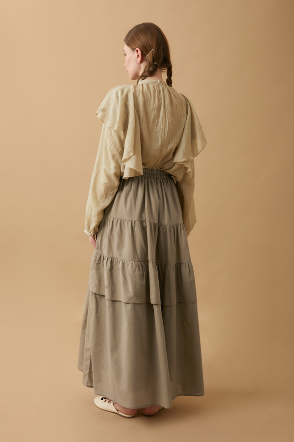 Gathered Panel Detail Skirt Stone - 8