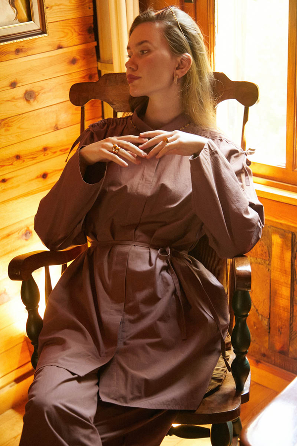 Omuzu Büzgü Detaylı Pantolon Takım Gül Kurusu - 3