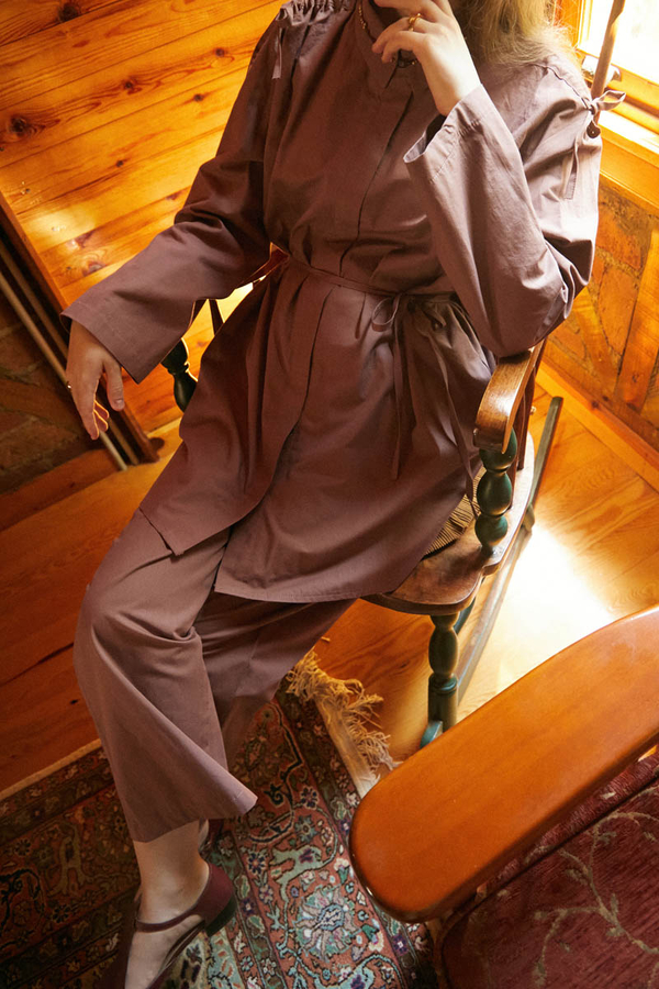 Omuzu Büzgü Detaylı Pantolon Takım Gül Kurusu - 9