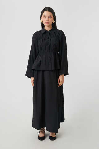 Gathered Skirt Set Black - 7