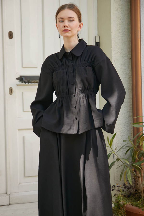 Gathered Skirt Set Black - 2