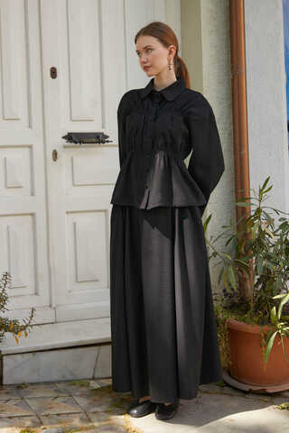 Gathered Skirt Set Black - 4