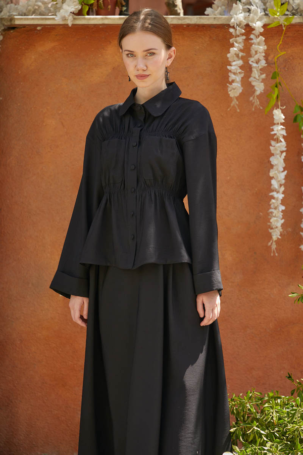 Gathered Skirt Set Black - 3