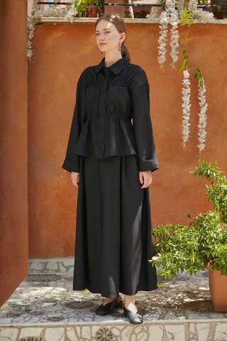 Gathered Skirt Set Black - 1