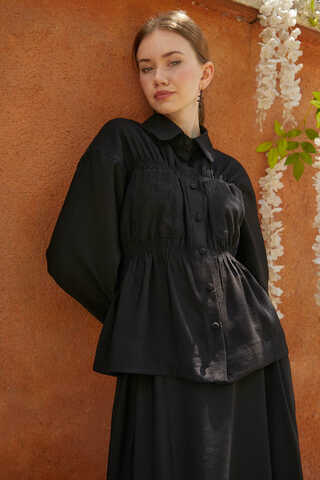 Gathered Skirt Set Black - 6