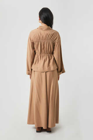 Gathered Skirt Set Light Tan - 15