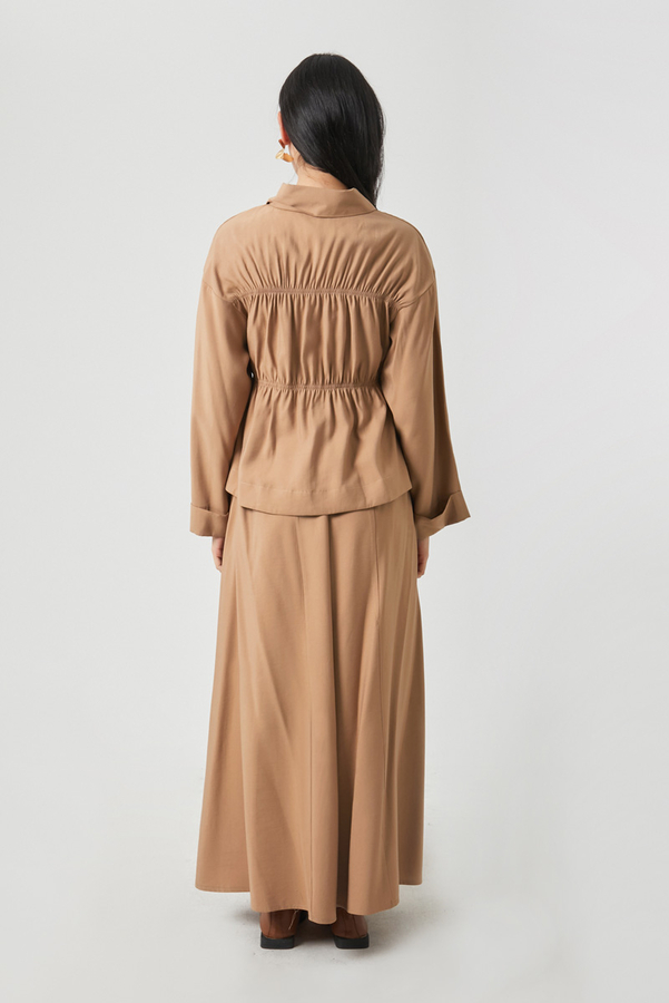 Gathered Skirt Set Light Tan - 15