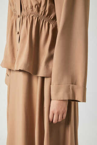 Gathered Skirt Set Light Tan - 11