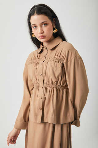 Gathered Skirt Set Light Tan - 10