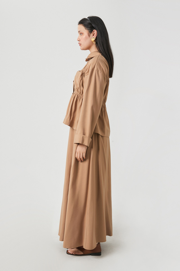 Gathered Skirt Set Light Tan - 14