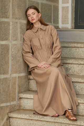 Gathered Skirt Set Light Tan - 1