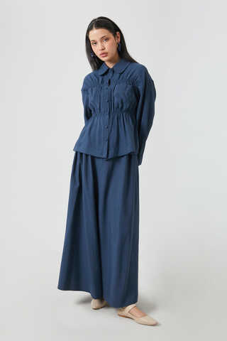 Gathered Skirt Set Navy Blue - 10