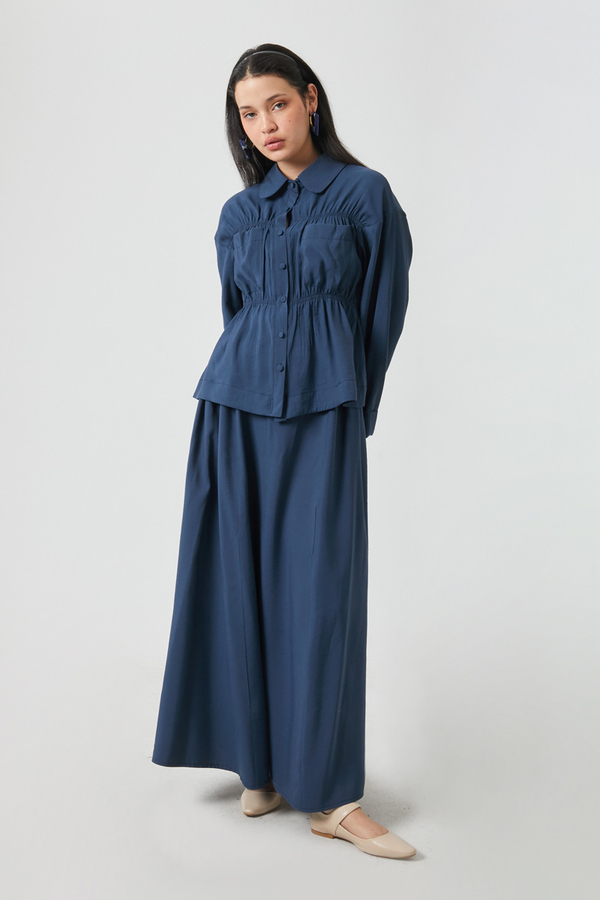 Gathered Skirt Set Navy Blue - 10