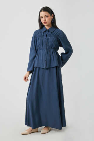 Gathered Skirt Set Navy Blue - 7