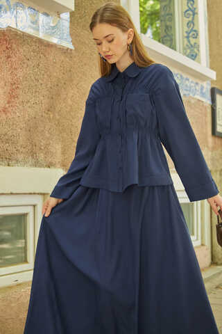Gathered Skirt Set Navy Blue - 4