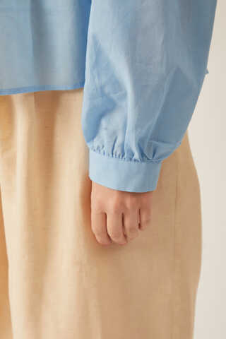 Gathered Voile Blouse Baby Blue - 8