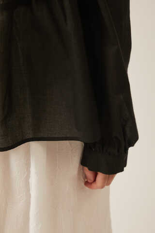 Gathered Voile Blouse Black - 9