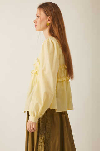 Gathered Voile Blouse Butter Yellow - 11