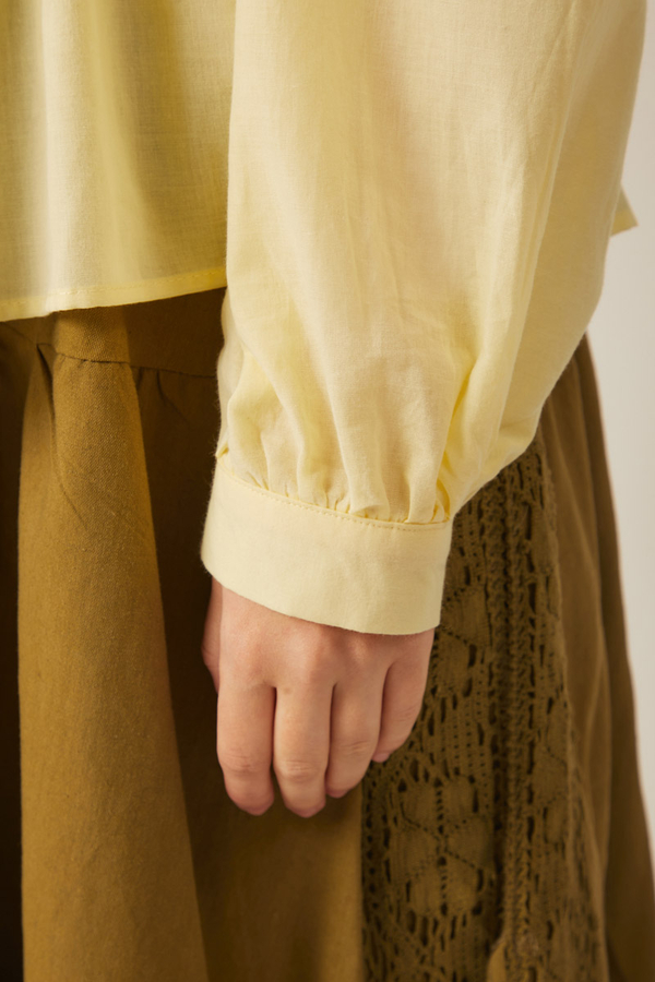 Gathered Voile Blouse Butter Yellow - 6