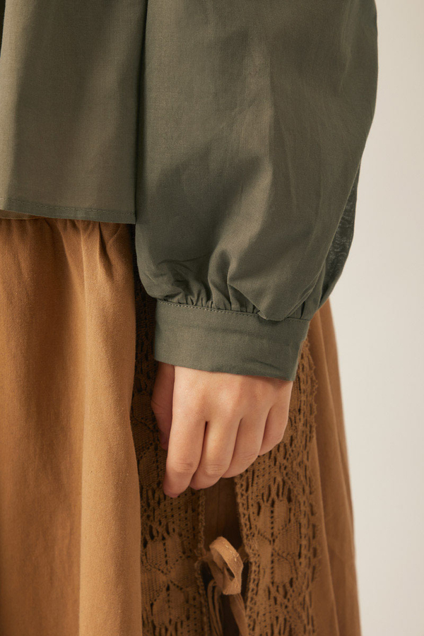 Gathered Voile Blouse Khaki - 10