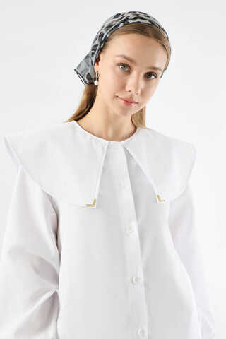 Geniş Bebe Yaka Tunik Beyaz - 2