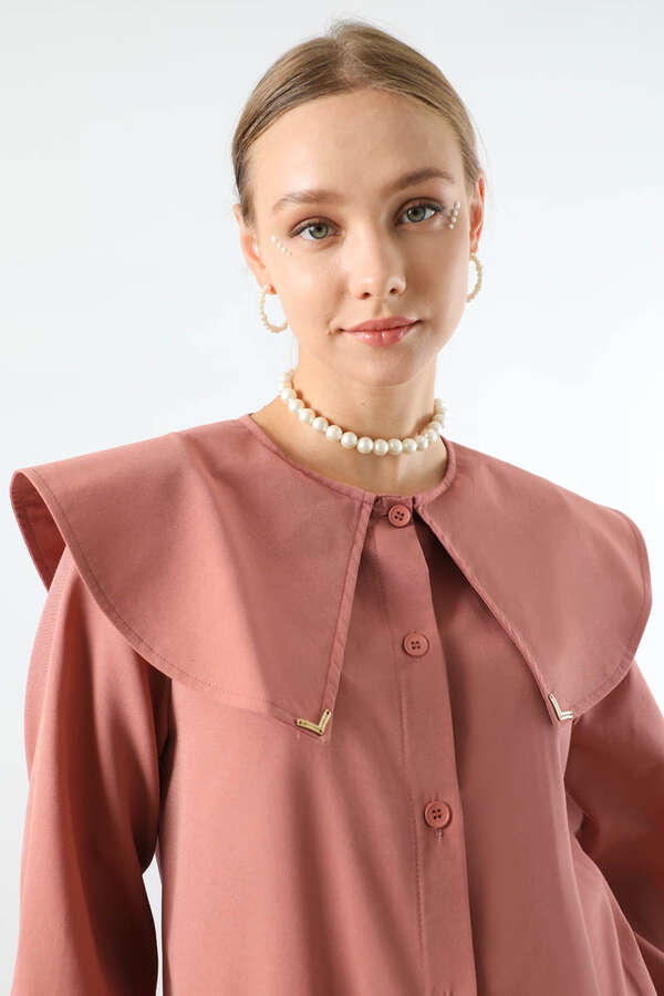 Geniş Bebe Yaka Tunik Gül Kurusu - 5