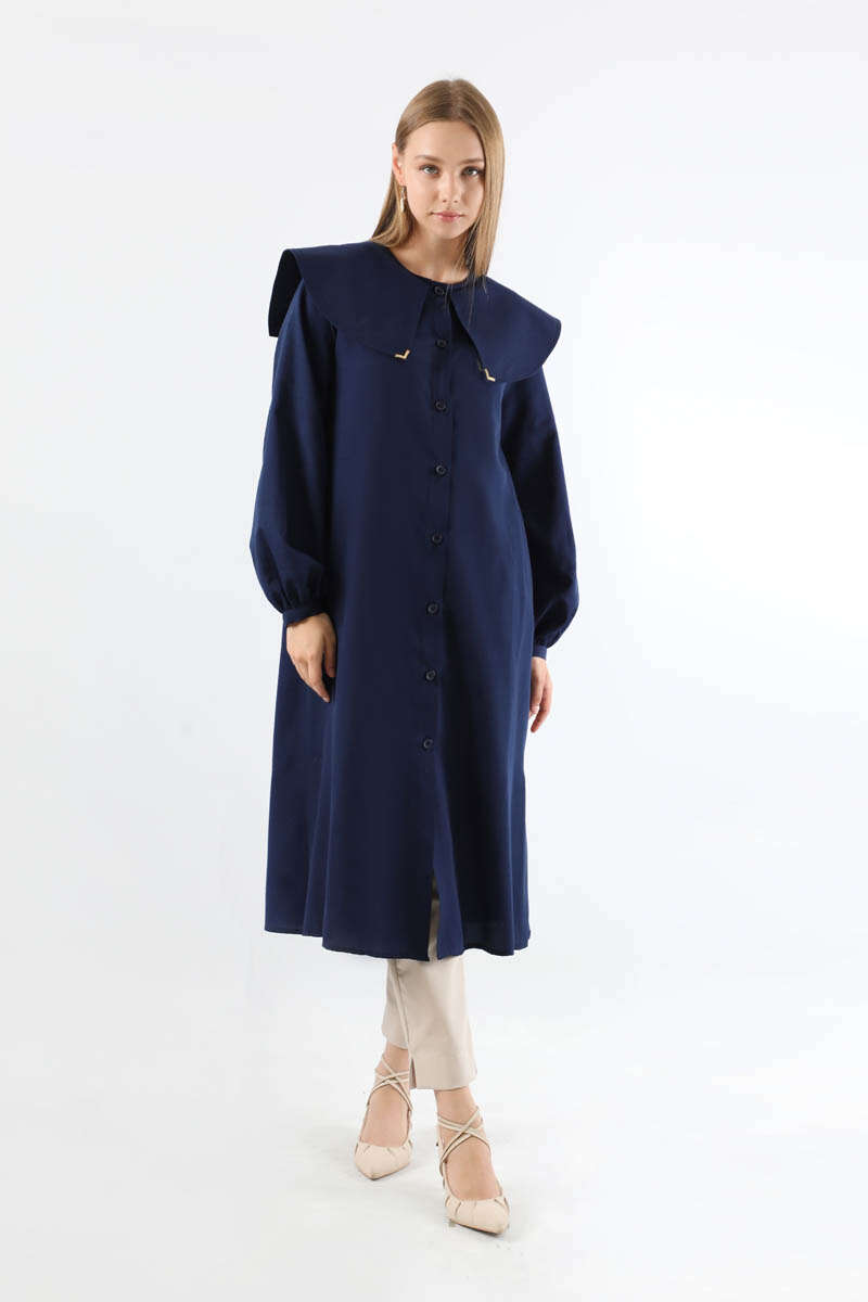 Geniş Bebe Yaka Tunik Lacivert