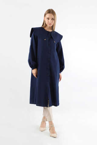 Geniş Bebe Yaka Tunik Lacivert - 1