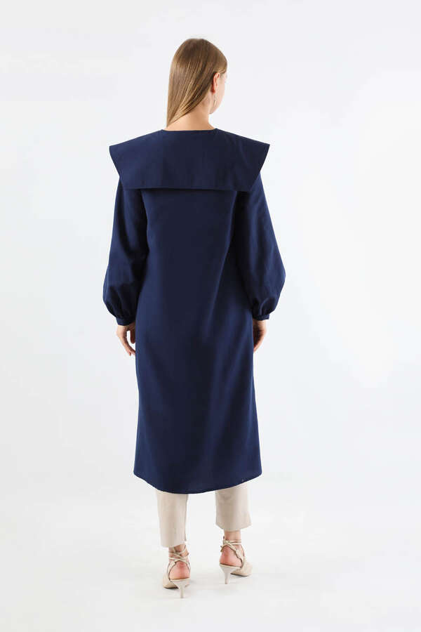 Geniş Bebe Yaka Tunik Lacivert - 5