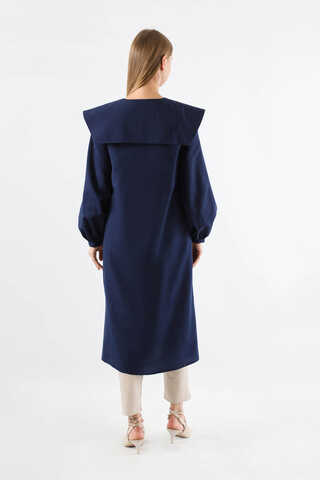 Geniş Bebe Yaka Tunik Lacivert - 5