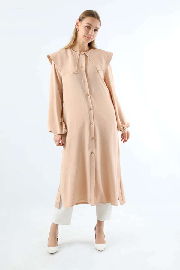 Geniş Bebe Yaka Tunik Somon - 5