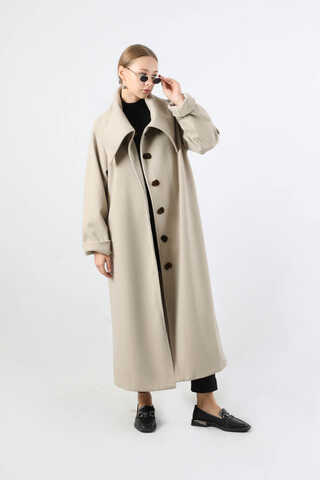 Geniş Dik Yakalı Uzun Kaban Taş - 1