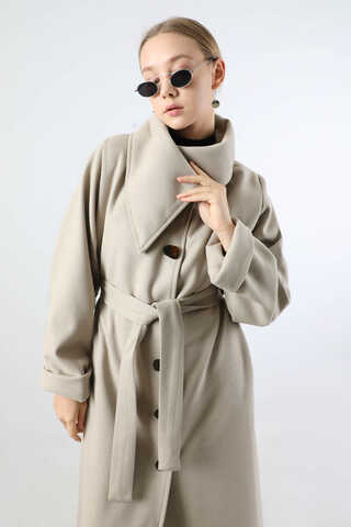 Geniş Dik Yakalı Uzun Kaban Taş - 2