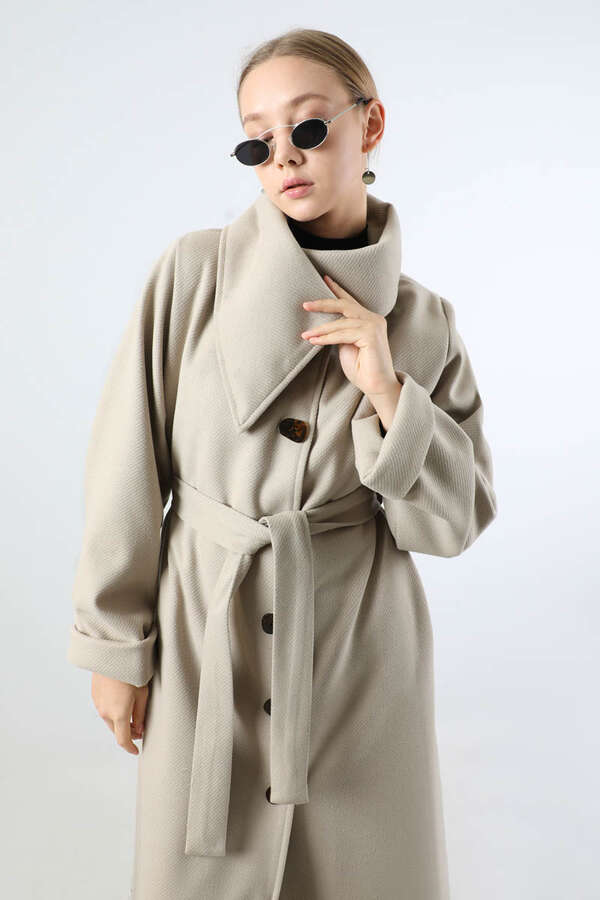 Geniş Dik Yakalı Uzun Kaban Taş - 2