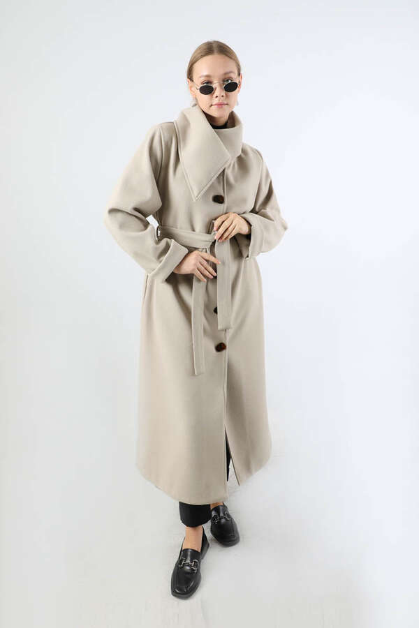 Geniş Dik Yakalı Uzun Kaban Taş - 3