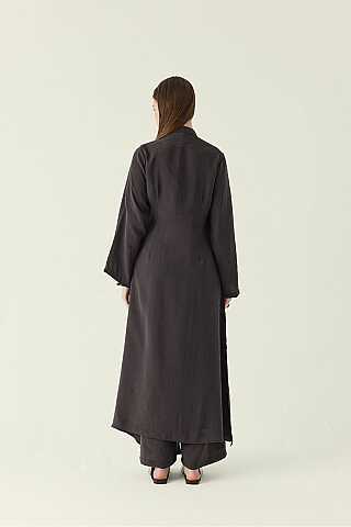 Geniş Kollu Düğmeli Tunik Takım Acı Kahve - 3