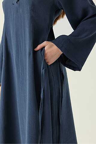 Geniş Kollu Düğmeli Tunik Takım Lacivert - 2