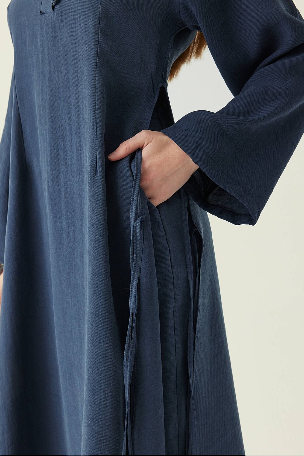 Geniş Kollu Düğmeli Tunik Takım Lacivert - 2