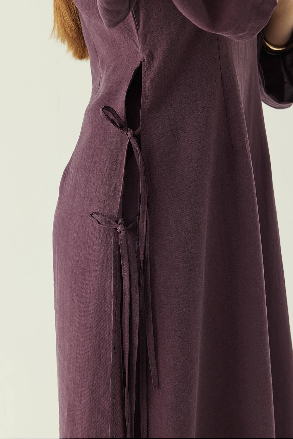 Geniş Kollu Düğmeli Tunik Takım Mürdüm - 5