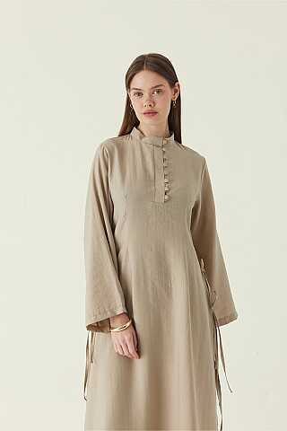 Geniş Kollu Düğmeli Tunik Takım Taş - 4