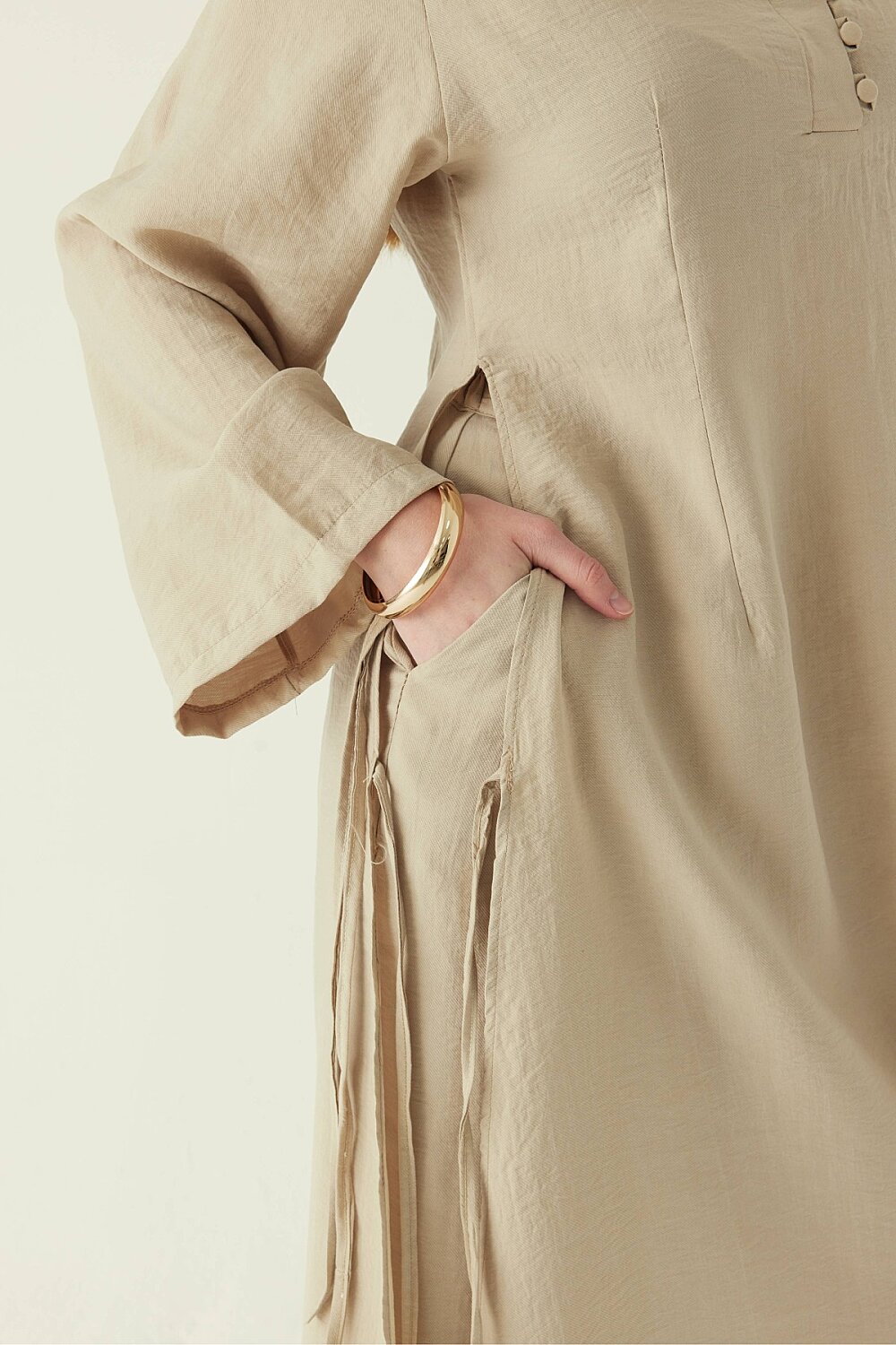 Geniş Kollu Düğmeli Tunik Takım Taş - 2