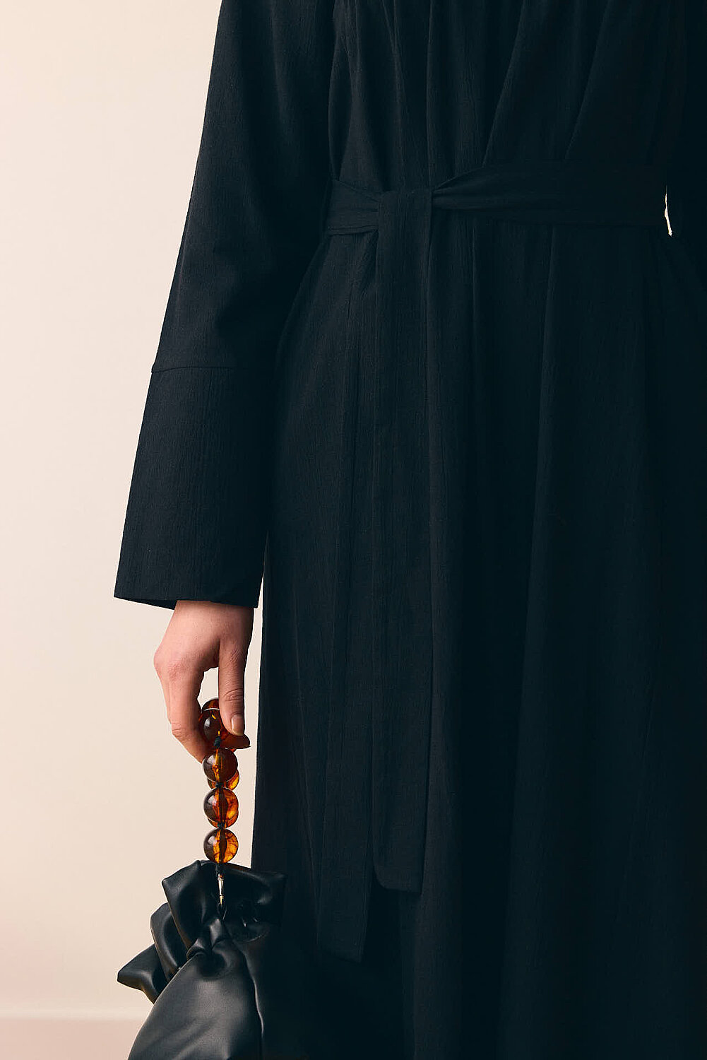 Geniş Manşetli Şile Bezi Elbise Siyah - 9