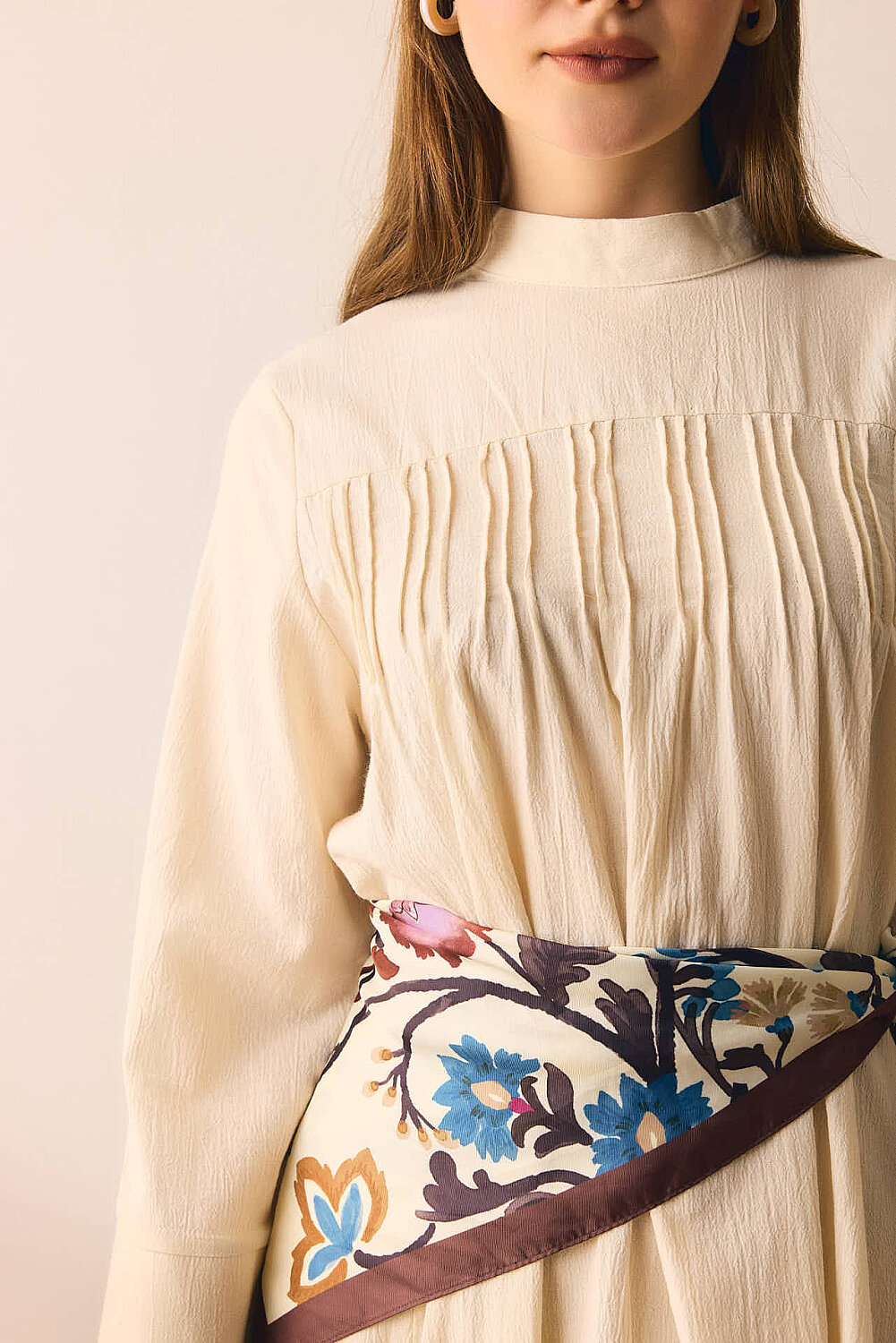 Geniş Manşetli Şile Bezi Elbise Taş - 9