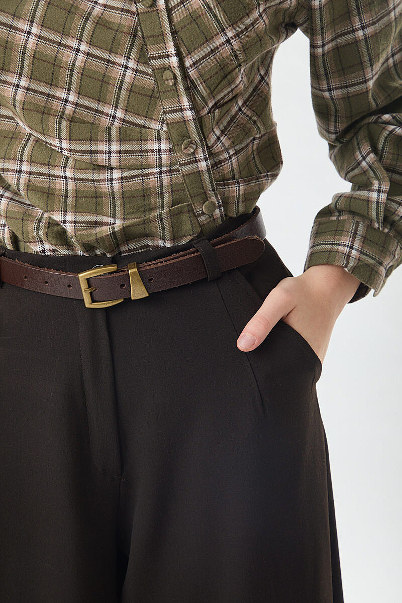 Geniş Paça Poliviskon Pantolon Acı Kahve - 3